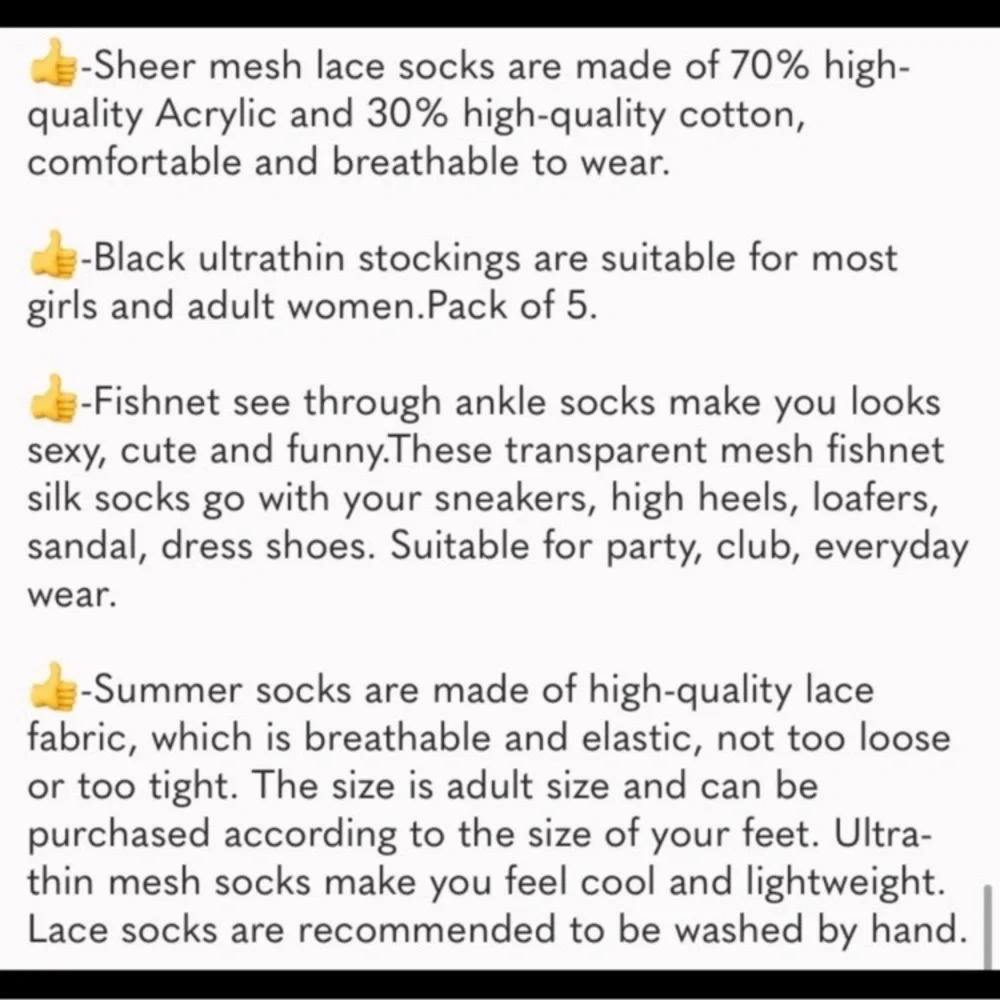 5 Pairs Ultra Thin Socks Black Sheer Mesh Transparent Socks Lace Fishnet